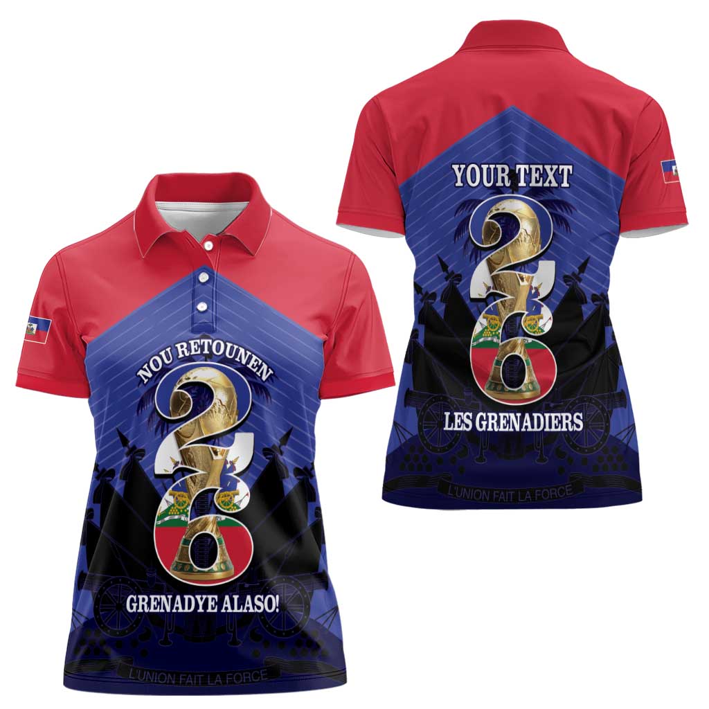 Personalized Les Grenadiers Haiti Football Women Polo Shirt 2026 Nou Retounen Blue Version - Wonder Print Shop