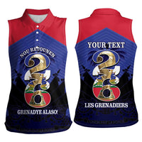Personalized Les Grenadiers Haiti Football Women Sleeveless Polo Shirt 2026 Nou Retounen Blue Version - Wonder Print Shop