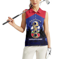 Personalized Les Grenadiers Haiti Football Women Sleeveless Polo Shirt 2026 Nou Retounen Blue Version - Wonder Print Shop
