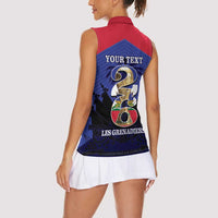 Personalized Les Grenadiers Haiti Football Women Sleeveless Polo Shirt 2026 Nou Retounen Blue Version - Wonder Print Shop