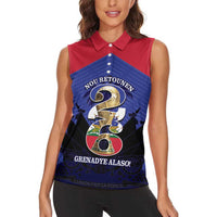 Personalized Les Grenadiers Haiti Football Women Sleeveless Polo Shirt 2026 Nou Retounen Blue Version - Wonder Print Shop