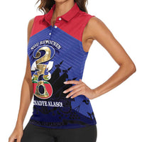 Personalized Les Grenadiers Haiti Football Women Sleeveless Polo Shirt 2026 Nou Retounen Blue Version - Wonder Print Shop
