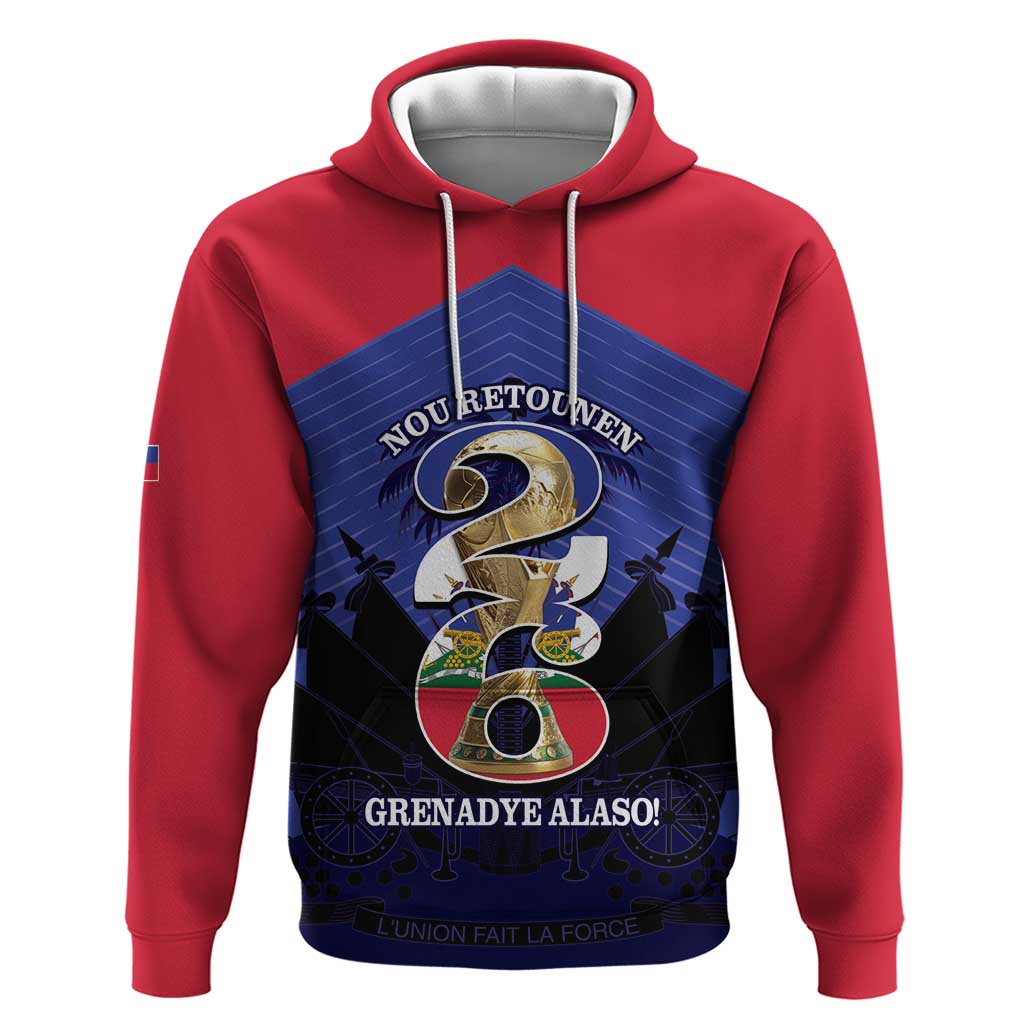 Personalized Les Grenadiers Haiti Football Zip Hoodie 2026 Nou Retounen Blue Version - Wonder Print Shop
