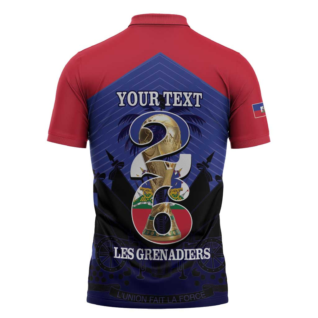Personalized Les Grenadiers Haiti Football Zipper Polo Shirt 2026 Nou Retounen Blue Version - Wonder Print Shop
