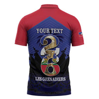 Personalized Les Grenadiers Haiti Football Zipper Polo Shirt 2026 Nou Retounen Blue Version - Wonder Print Shop