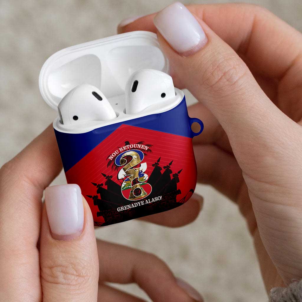 Les Grenadiers Haiti Football AirPods Case 2026 Nou Retounen Red Version - Wonder Print Shop