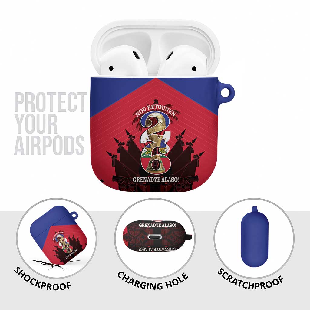 Les Grenadiers Haiti Football AirPods Case 2026 Nou Retounen Red Version - Wonder Print Shop