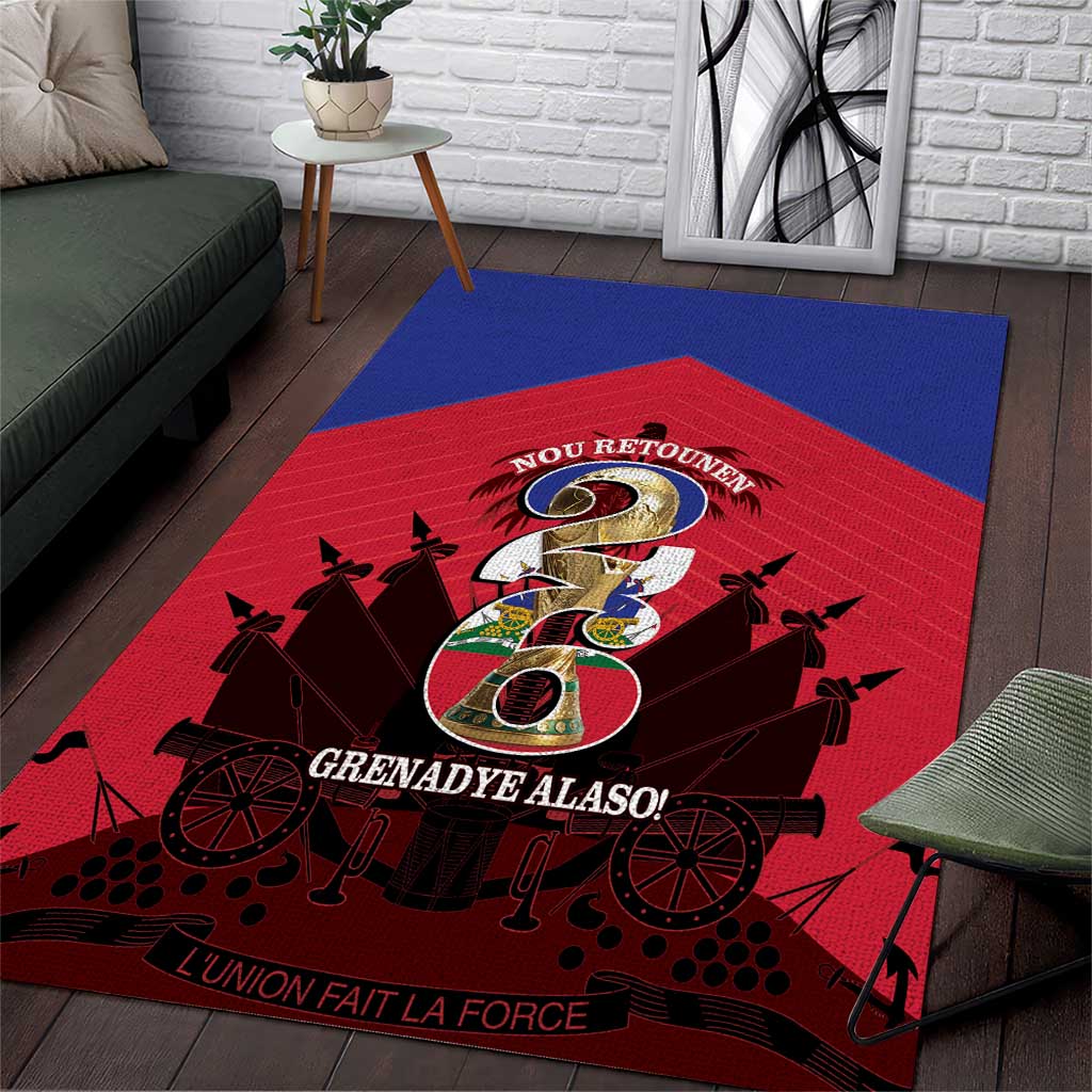 Les Grenadiers Haiti Football Area Rug 2026 Nou Retounen Red Version - Wonder Print Shop