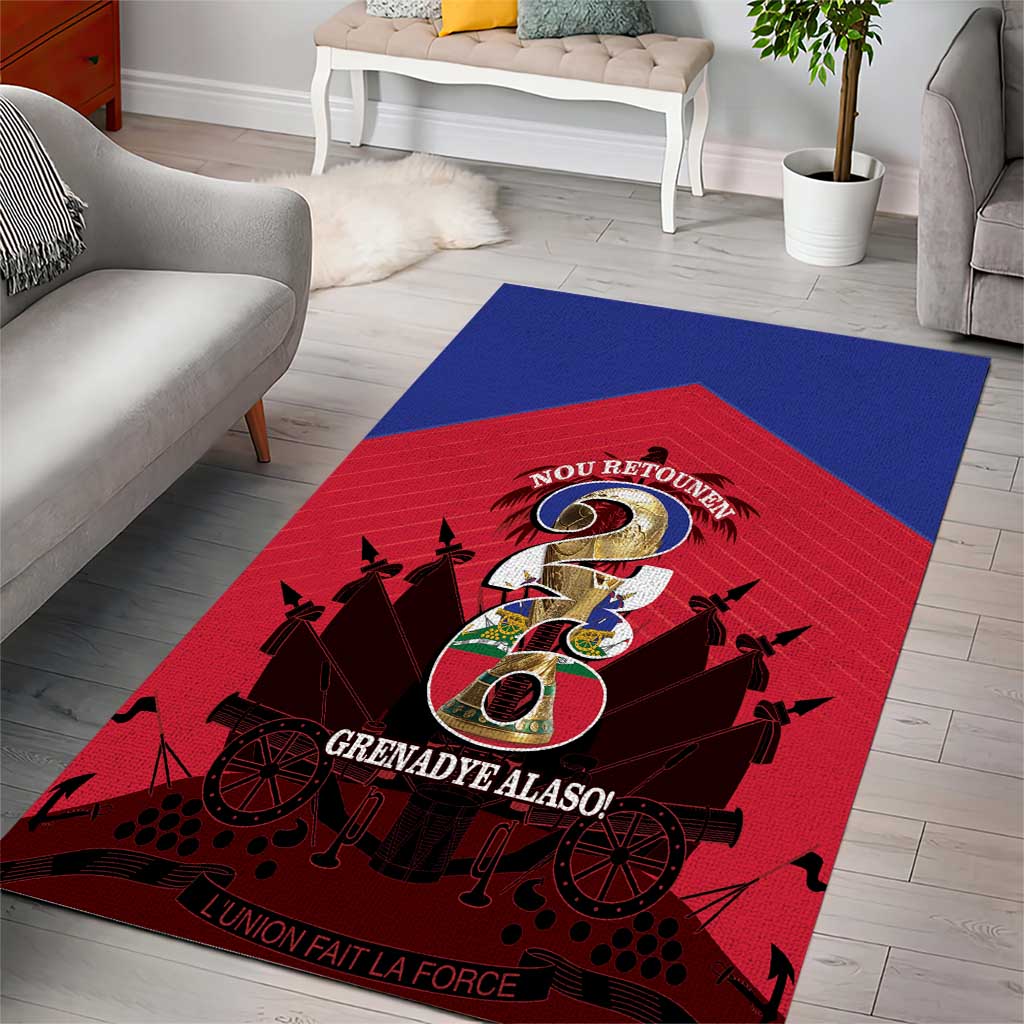 Les Grenadiers Haiti Football Area Rug 2026 Nou Retounen Red Version - Wonder Print Shop