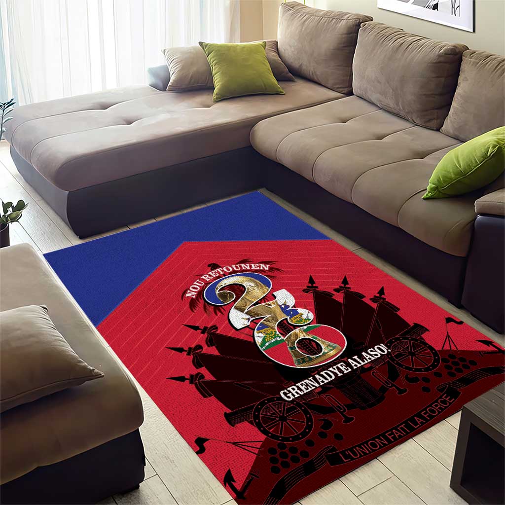 Les Grenadiers Haiti Football Area Rug 2026 Nou Retounen Red Version - Wonder Print Shop
