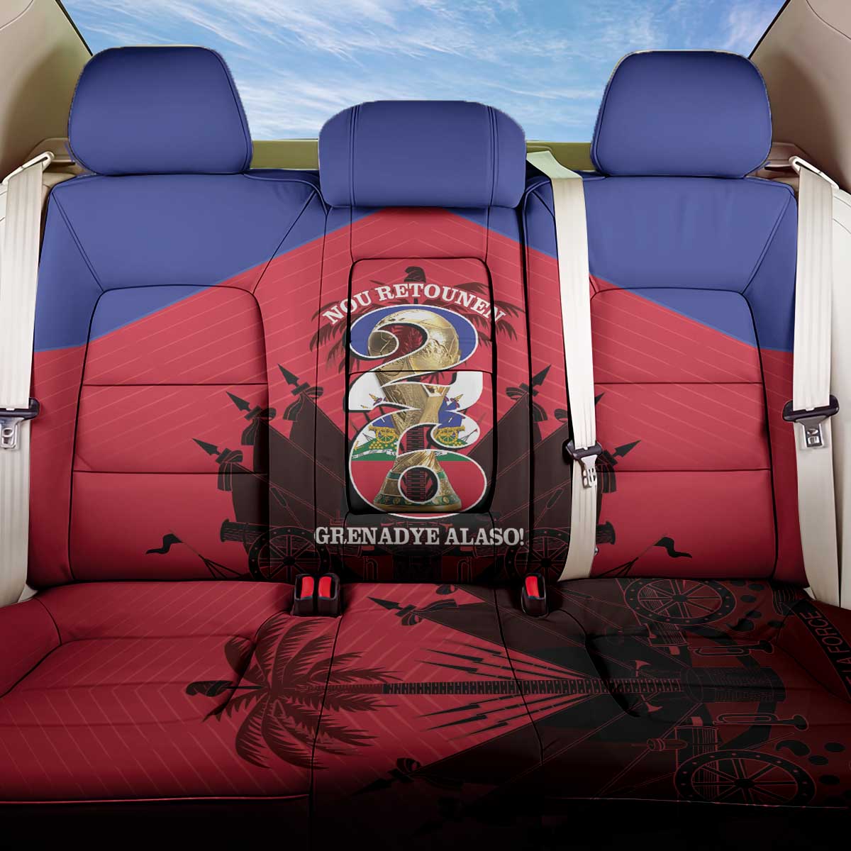Les Grenadiers Haiti Football Back Car Seat Cover 2026 Nou Retounen Red Version - Wonder Print Shop