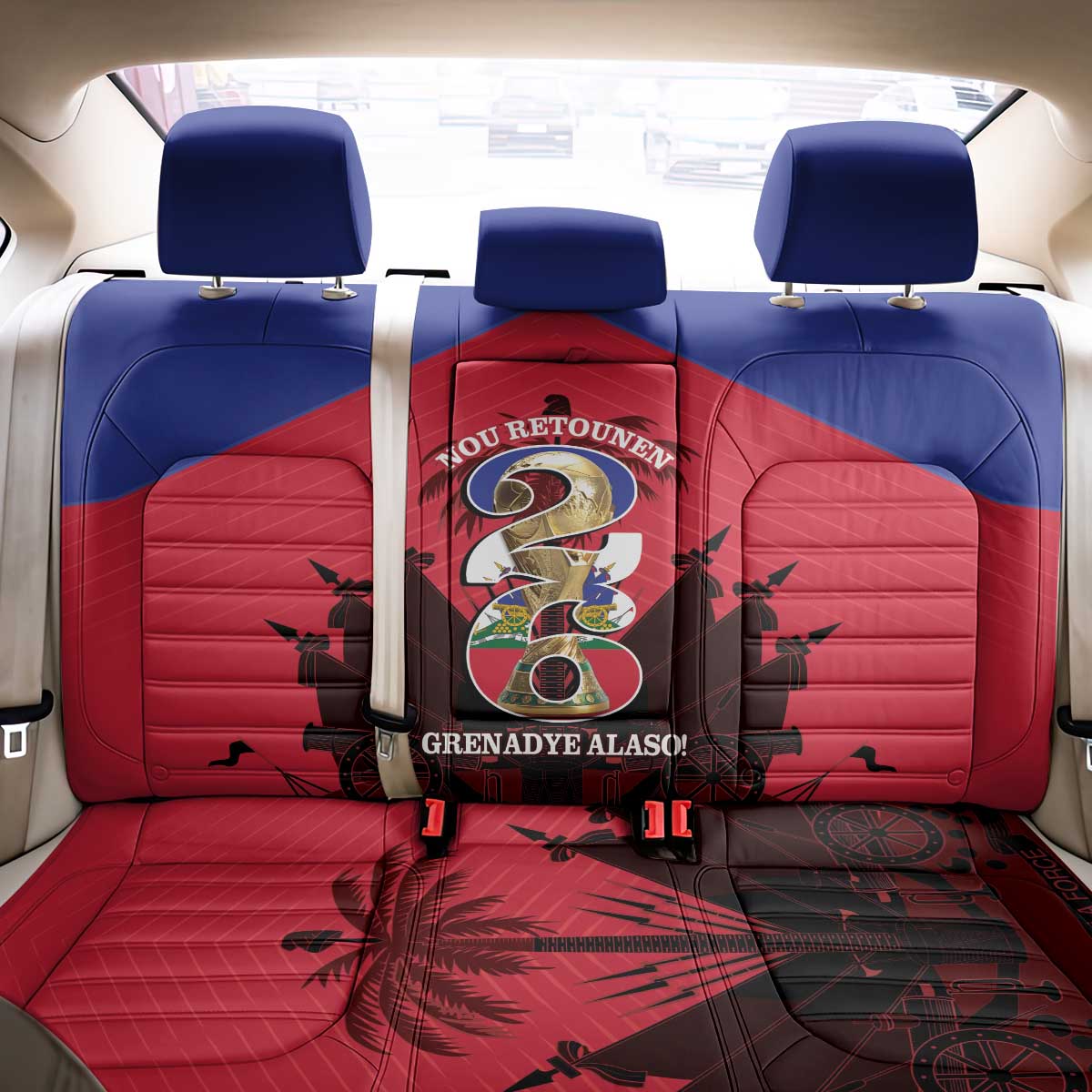 Les Grenadiers Haiti Football Back Car Seat Cover 2026 Nou Retounen Red Version - Wonder Print Shop