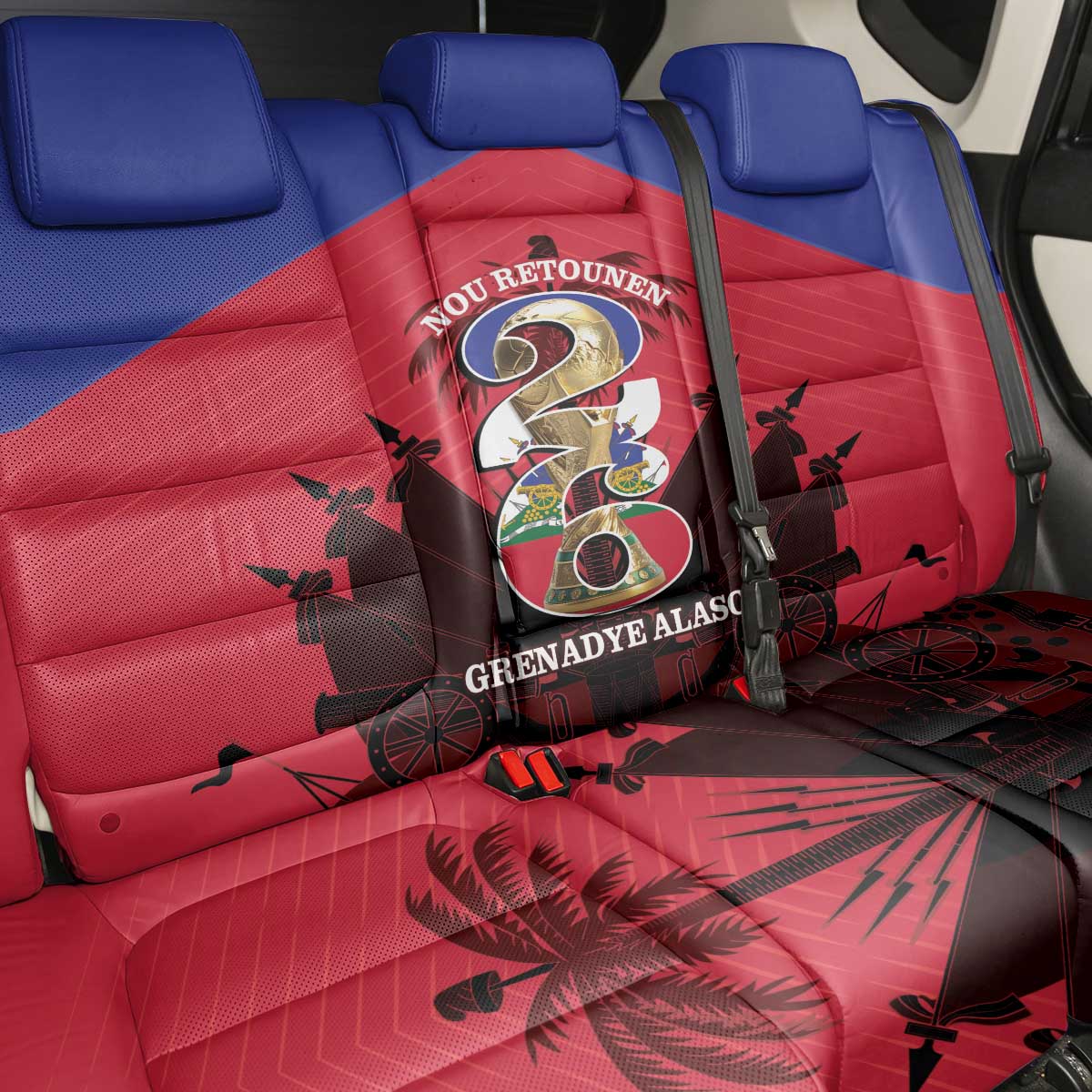 Les Grenadiers Haiti Football Back Car Seat Cover 2026 Nou Retounen Red Version - Wonder Print Shop