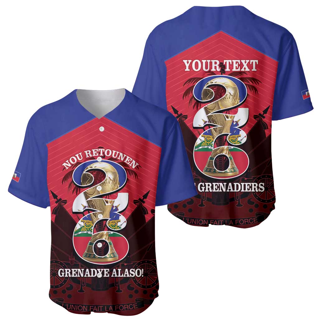 Personalized Les Grenadiers Haiti Football Baseball Jersey 2026 Nou Retounen Red Version - Wonder Print Shop