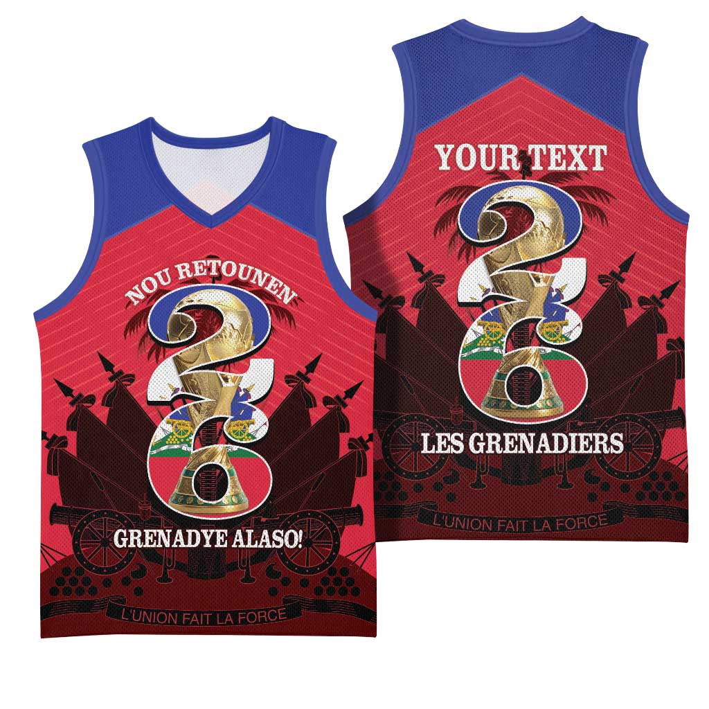 Personalized Les Grenadiers Haiti Football Basketball Jersey 2026 Nou Retounen Red Version - Wonder Print Shop
