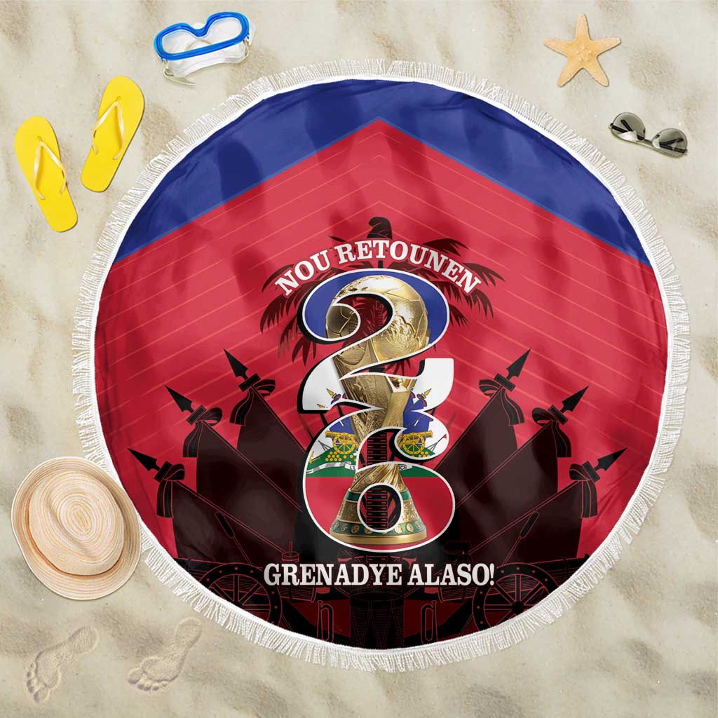 Les Grenadiers Haiti Football Beach Blanket 2026 Nou Retounen Red Version - Wonder Print Shop