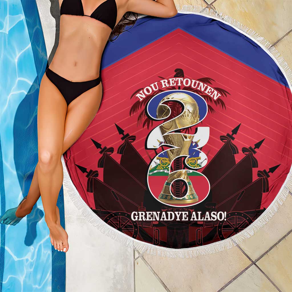 Les Grenadiers Haiti Football Beach Blanket 2026 Nou Retounen Red Version - Wonder Print Shop