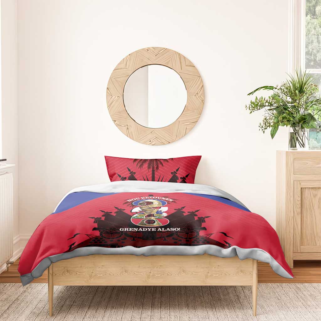 Les Grenadiers Haiti Football Bedding Set 2026 Nou Retounen Red Version - Wonder Print Shop