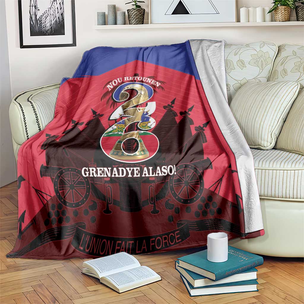 Les Grenadiers Haiti Football Blanket 2026 Nou Retounen Red Version - Wonder Print Shop
