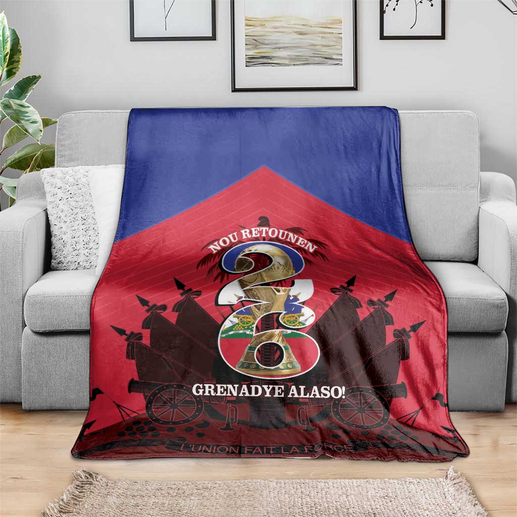 Les Grenadiers Haiti Football Blanket 2026 Nou Retounen Red Version - Wonder Print Shop