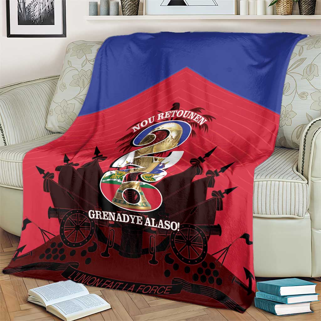 Les Grenadiers Haiti Football Blanket 2026 Nou Retounen Red Version - Wonder Print Shop