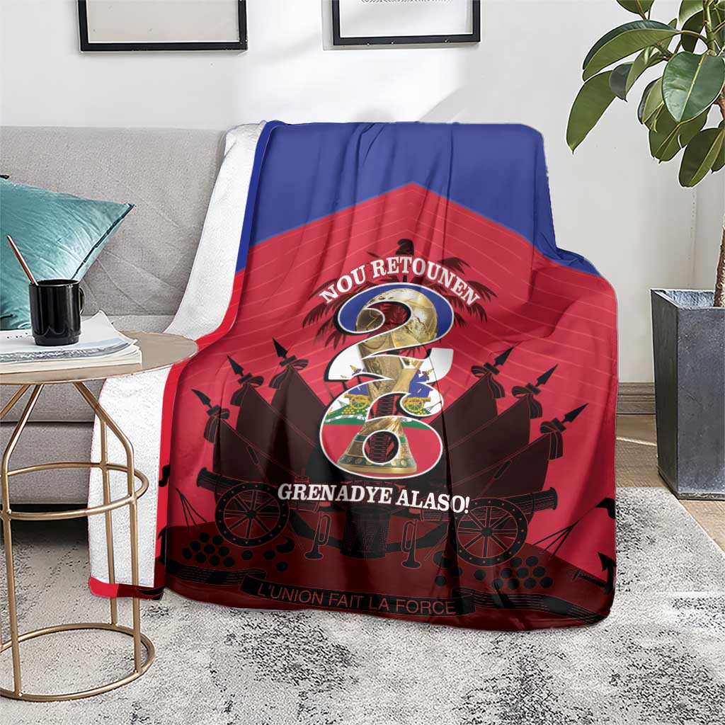 Les Grenadiers Haiti Football Blanket 2026 Nou Retounen Red Version - Wonder Print Shop