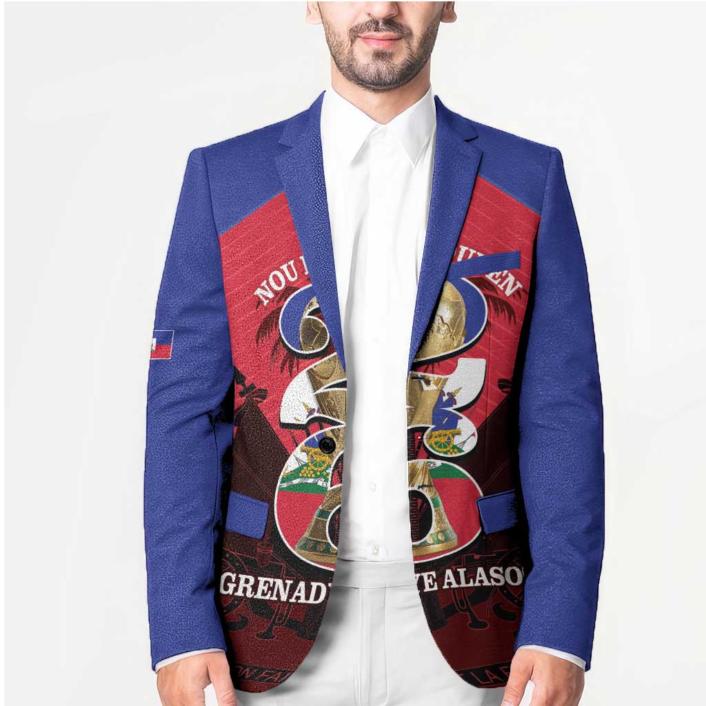 Personalized Les Grenadiers Haiti Football Blazer 2026 Nou Retounen Red Version - Wonder Print Shop