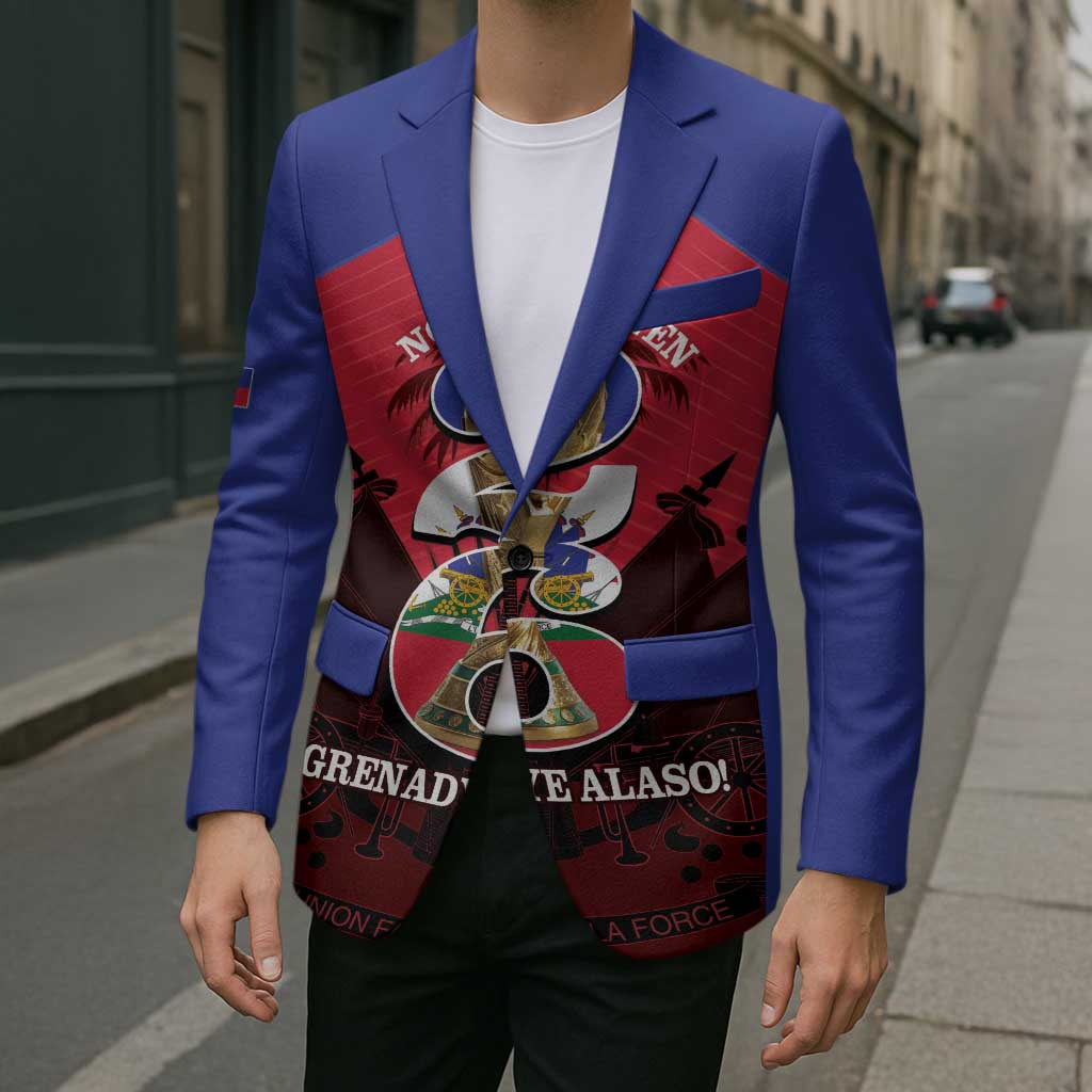 Personalized Les Grenadiers Haiti Football Blazer 2026 Nou Retounen Red Version - Wonder Print Shop