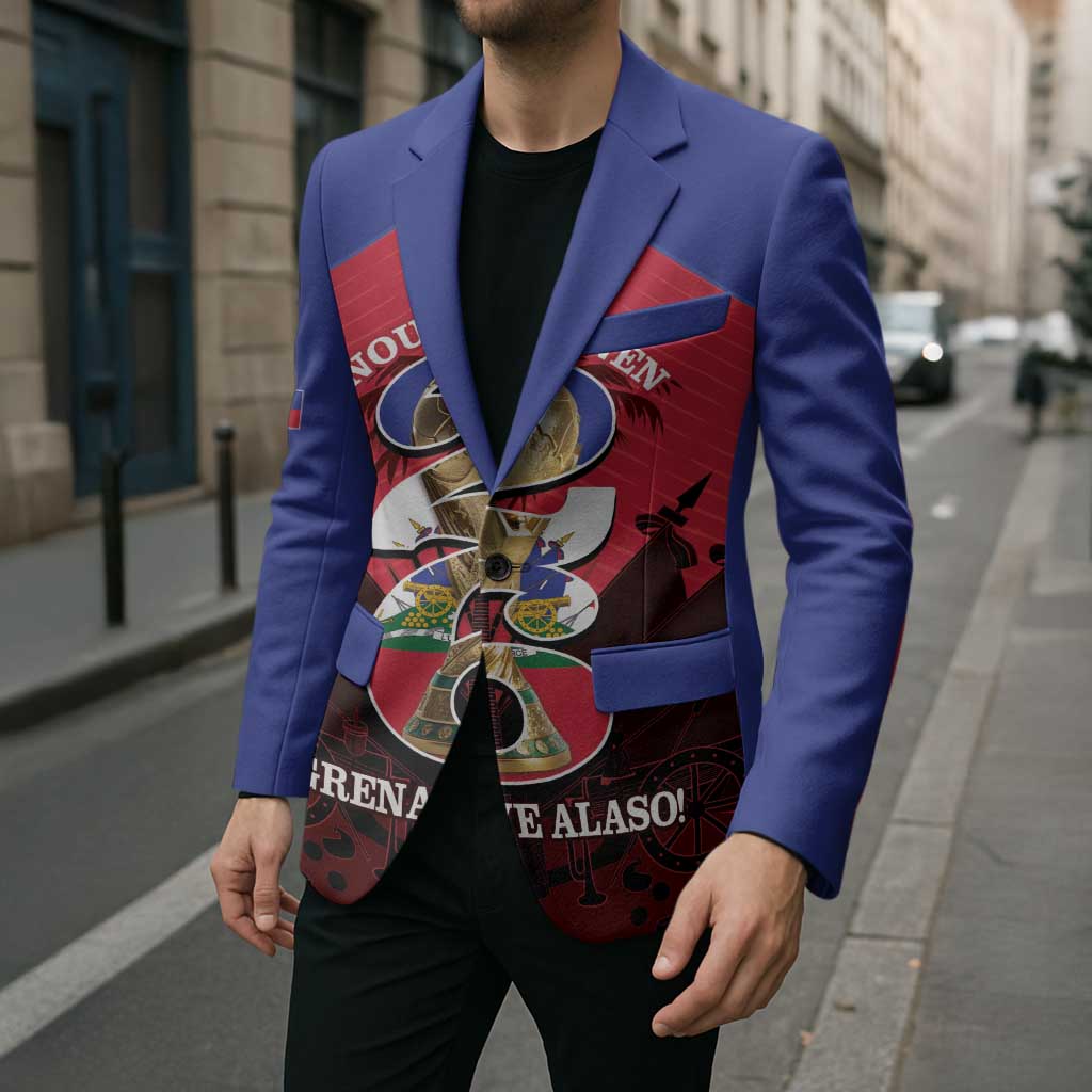 Personalized Les Grenadiers Haiti Football Blazer 2026 Nou Retounen Red Version - Wonder Print Shop
