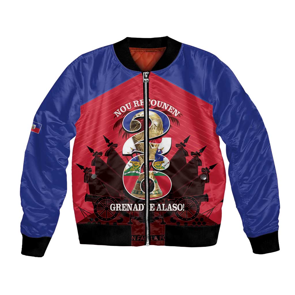 Personalized Les Grenadiers Haiti Football Bomber Jacket 2026 Nou Retounen Red Version - Wonder Print Shop