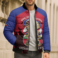 Personalized Les Grenadiers Haiti Football Bomber Puffer Jacket 2026 Nou Retounen Red Version - Wonder Print Shop