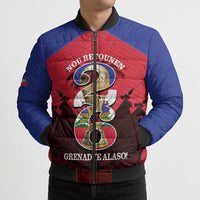 Personalized Les Grenadiers Haiti Football Bomber Puffer Jacket 2026 Nou Retounen Red Version - Wonder Print Shop