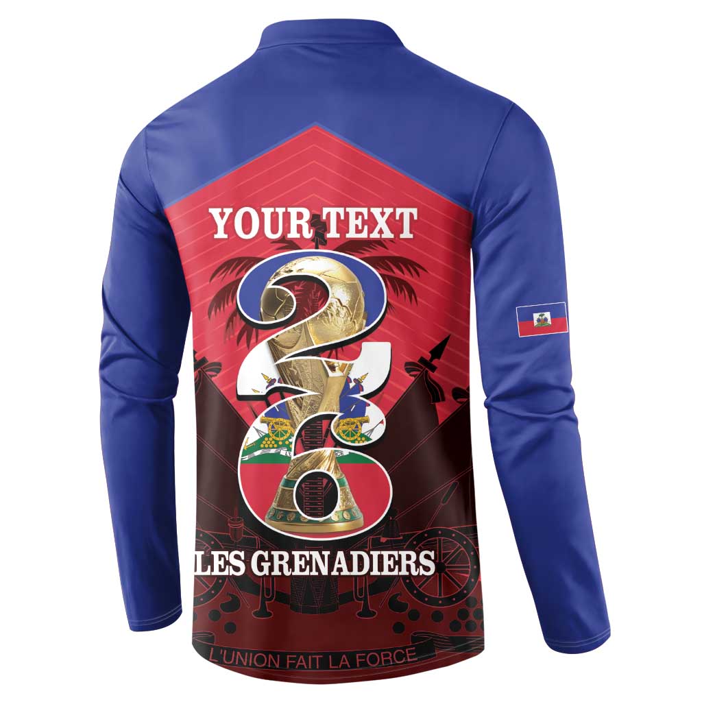 Personalized Les Grenadiers Haiti Football Button Sweatshirt 2026 Nou Retounen Red Version - Wonder Print Shop