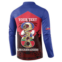 Personalized Les Grenadiers Haiti Football Button Sweatshirt 2026 Nou Retounen Red Version - Wonder Print Shop