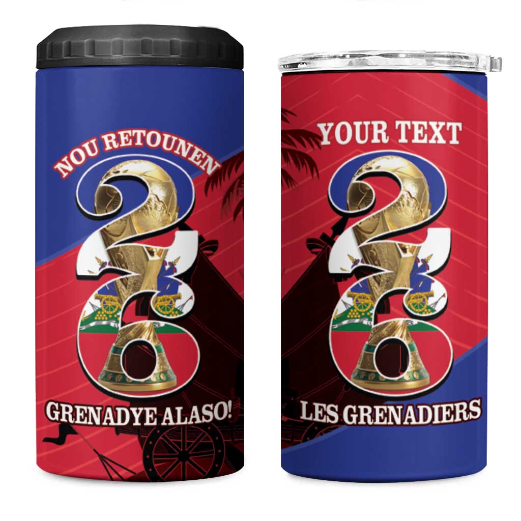 Personalized Les Grenadiers Haiti Football 4 in 1 Can Cooler Tumbler 2026 Nou Retounen Red Version - Wonder Print Shop
