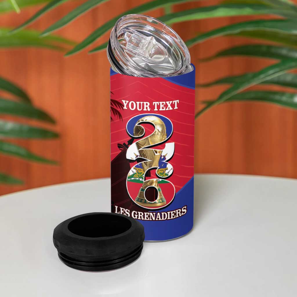 Personalized Les Grenadiers Haiti Football 4 in 1 Can Cooler Tumbler 2026 Nou Retounen Red Version - Wonder Print Shop