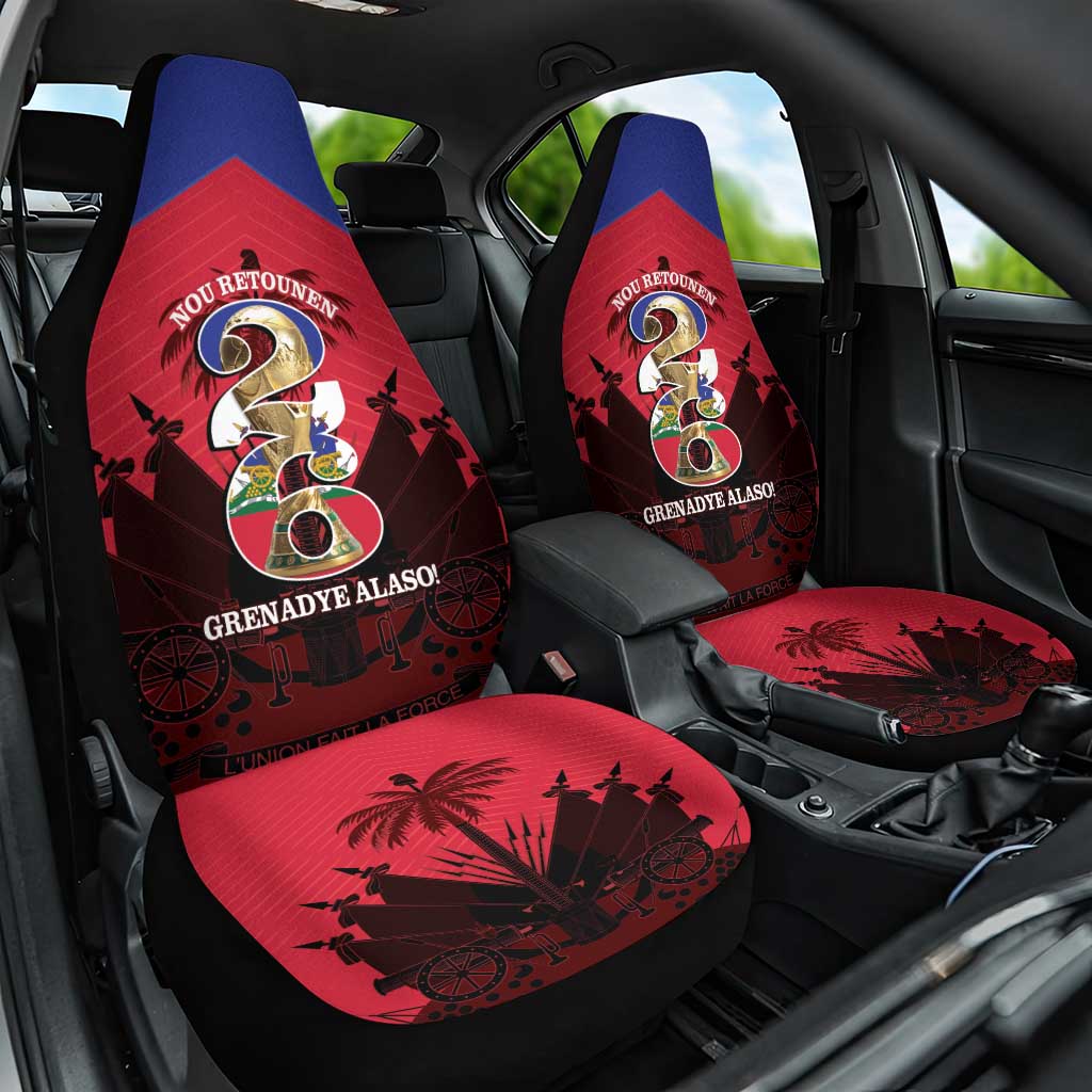 Les Grenadiers Haiti Football Car Seat Cover 2026 Nou Retounen Red Version - Wonder Print Shop