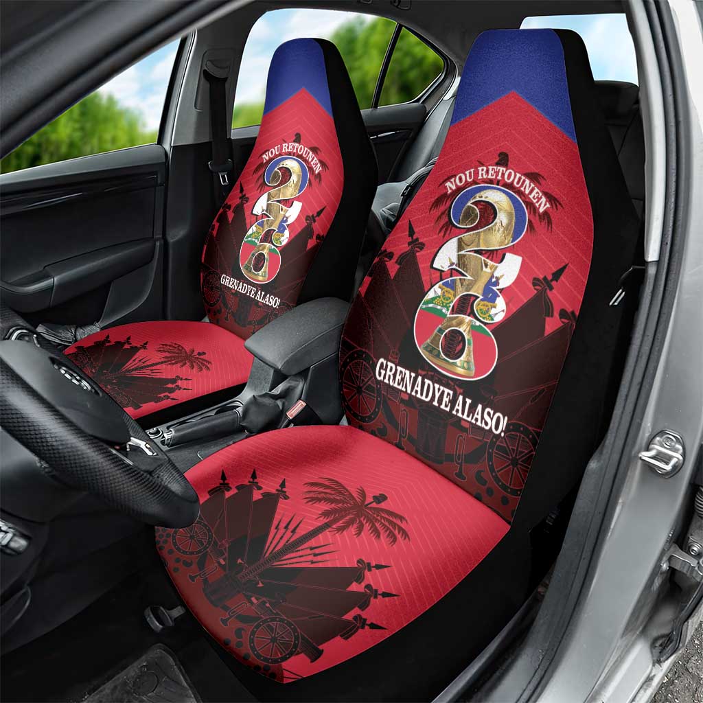 Les Grenadiers Haiti Football Car Seat Cover 2026 Nou Retounen Red Version - Wonder Print Shop