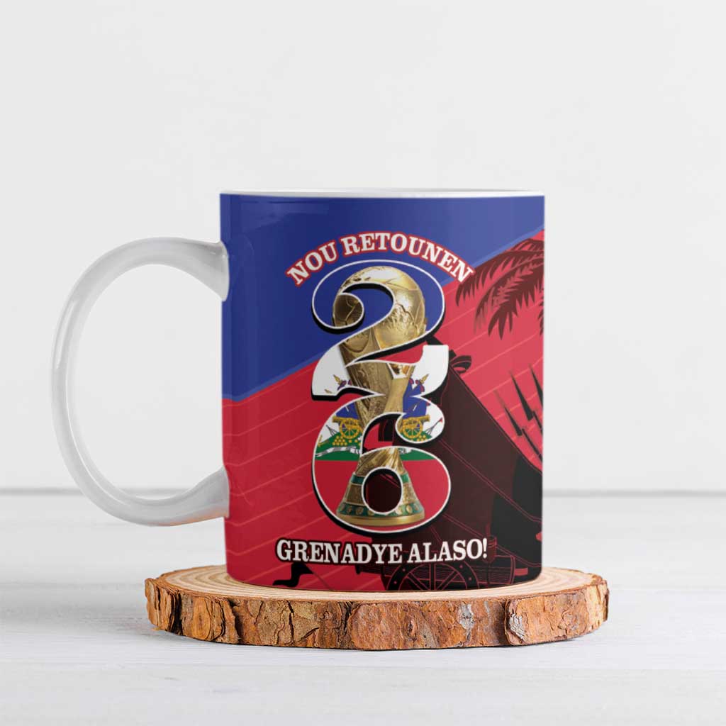 Personalized Les Grenadiers Haiti Football Ceramic Mug 2026 Nou Retounen Red Version - Wonder Print Shop
