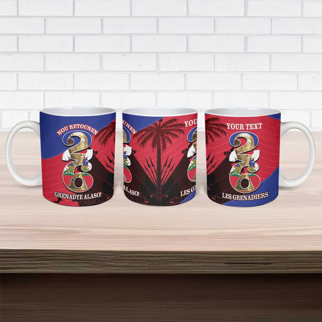 Personalized Les Grenadiers Haiti Football Ceramic Mug 2026 Nou Retounen Red Version - Wonder Print Shop