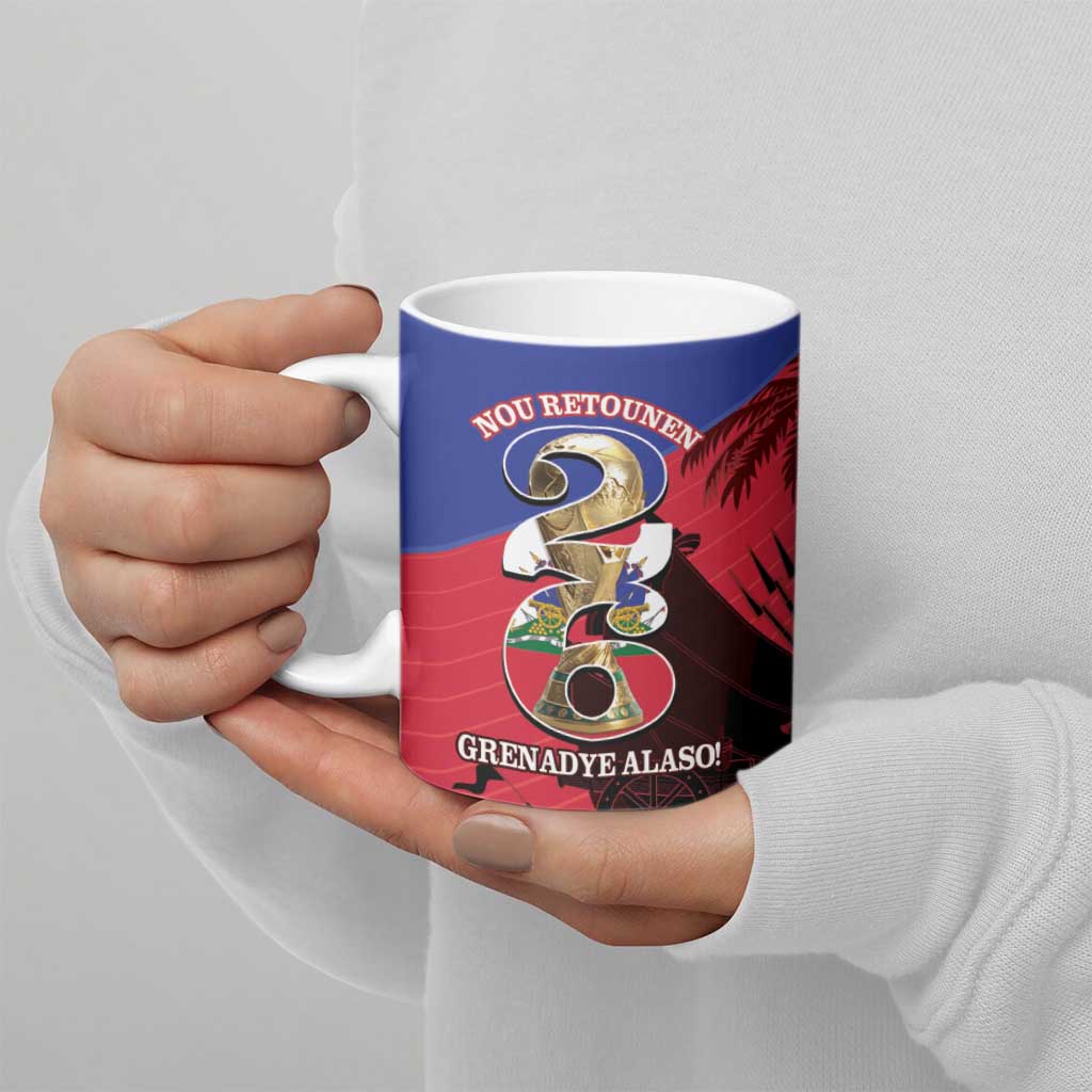 Personalized Les Grenadiers Haiti Football Ceramic Mug 2026 Nou Retounen Red Version - Wonder Print Shop