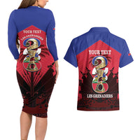 Personalized Les Grenadiers Haiti Football Couples Matching Long Sleeve Bodycon Dress and Hawaiian Shirt 2026 Nou Retounen Red Version - Wonder Print Shop