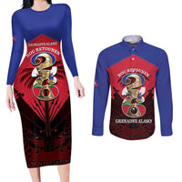 Personalized Les Grenadiers Haiti Football Couples Matching Long Sleeve Bodycon Dress and Long Sleeve Button Shirt 2026 Nou Retounen Red Version - Wonder Print Shop