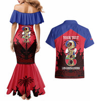 Personalized Les Grenadiers Haiti Football Couples Matching Mermaid Dress and Hawaiian Shirt 2026 Nou Retounen Red Version - Wonder Print Shop