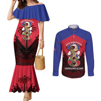 Personalized Les Grenadiers Haiti Football Couples Matching Mermaid Dress and Long Sleeve Button Shirt 2026 Nou Retounen Red Version - Wonder Print Shop