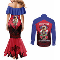 Personalized Les Grenadiers Haiti Football Couples Matching Mermaid Dress and Long Sleeve Button Shirt 2026 Nou Retounen Red Version - Wonder Print Shop
