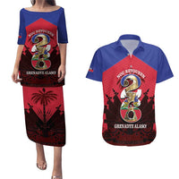 Personalized Les Grenadiers Haiti Football Couples Matching Puletasi and Hawaiian Shirt 2026 Nou Retounen Red Version - Wonder Print Shop
