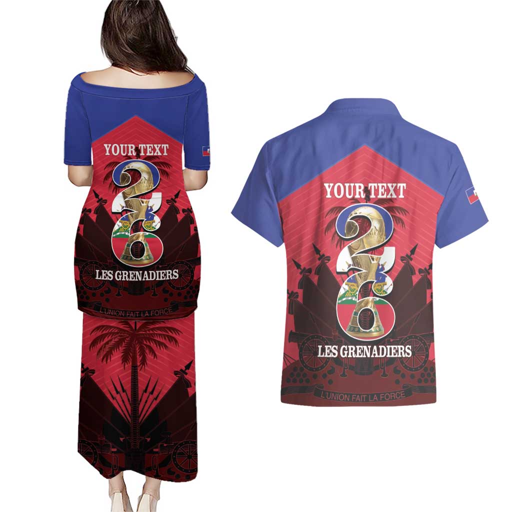 Personalized Les Grenadiers Haiti Football Couples Matching Puletasi and Hawaiian Shirt 2026 Nou Retounen Red Version - Wonder Print Shop