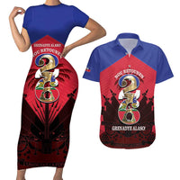 Personalized Les Grenadiers Haiti Football Couples Matching Short Sleeve Bodycon Dress and Hawaiian Shirt 2026 Nou Retounen Red Version - Wonder Print Shop