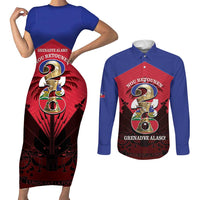 Personalized Les Grenadiers Haiti Football Couples Matching Short Sleeve Bodycon Dress and Long Sleeve Button Shirt 2026 Nou Retounen Red Version - Wonder Print Shop